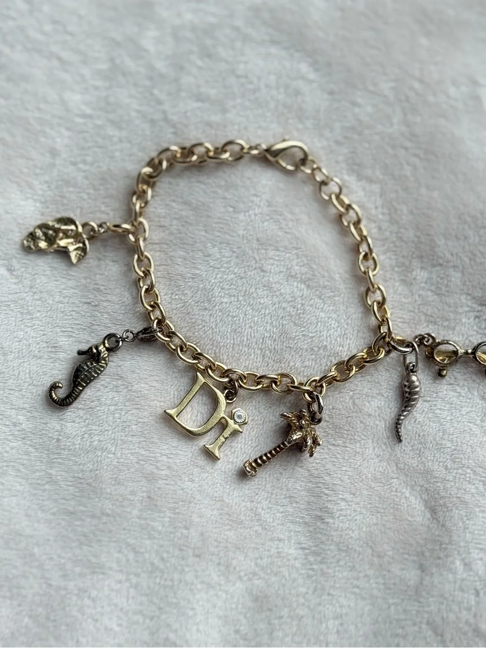 Vintage Dior Charm Bracelet , Coastal Cowgirl Jewelry Gold Toned Retro - Picture 2 of 4